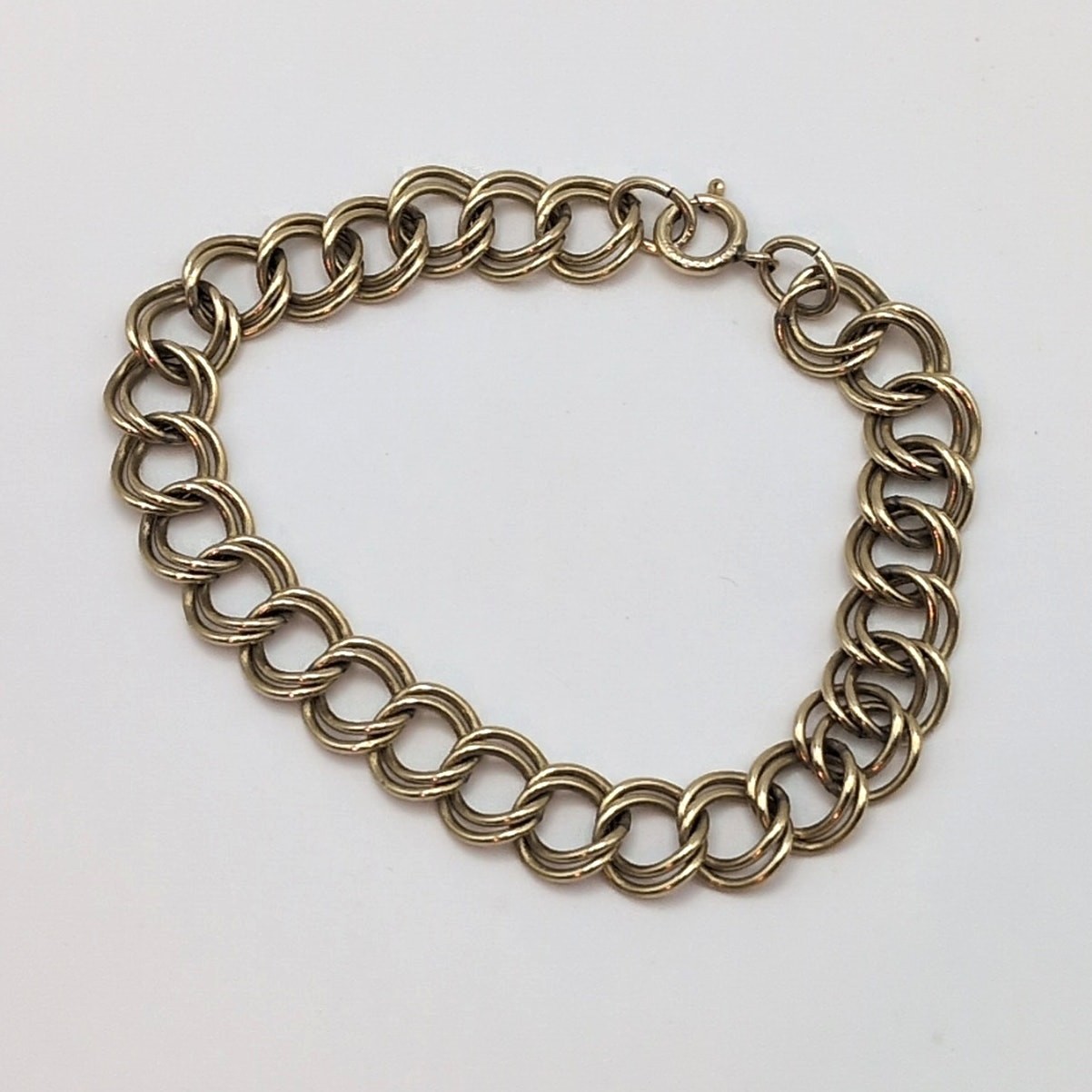 VTG 1/20 12K GF Gold Filled Double Curb Chain Starter Charm Bracelet 8.74g 7.25″