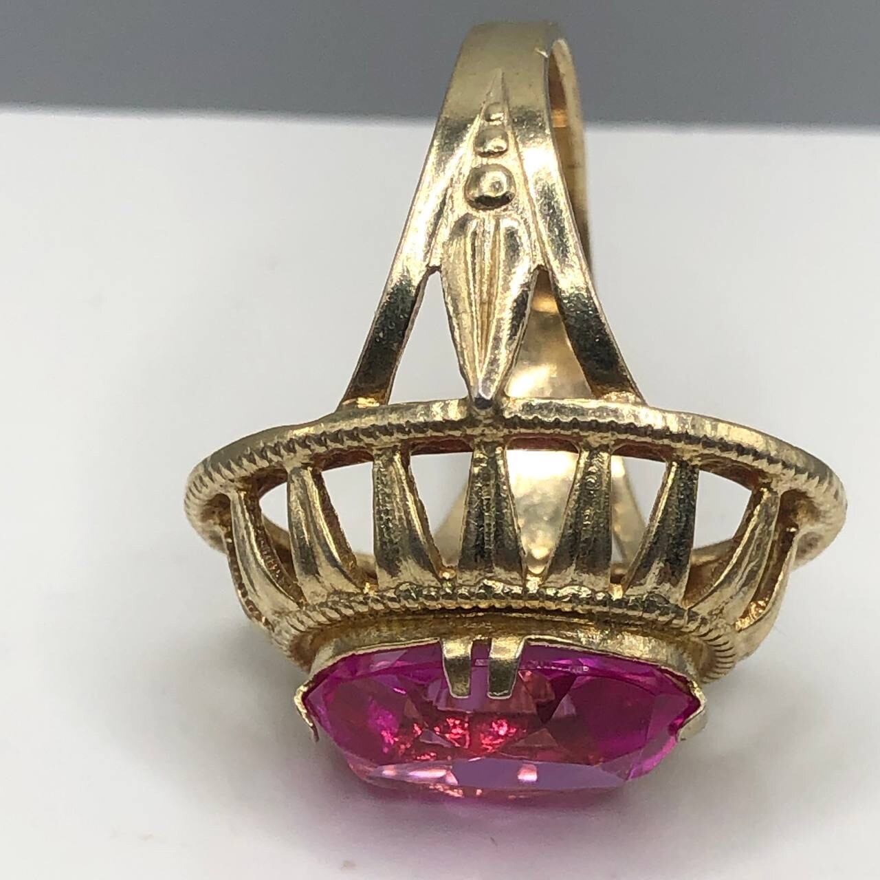 Vintage Gilt Soviet Ring Silver 875 Women Jewelry