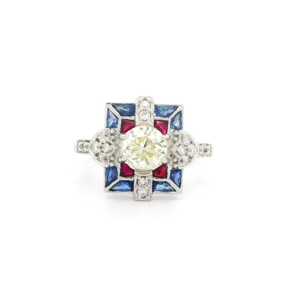 3.02Ct Art Deco Style Lab Created Diamond Anniversary 14K White Gold Finish Ring