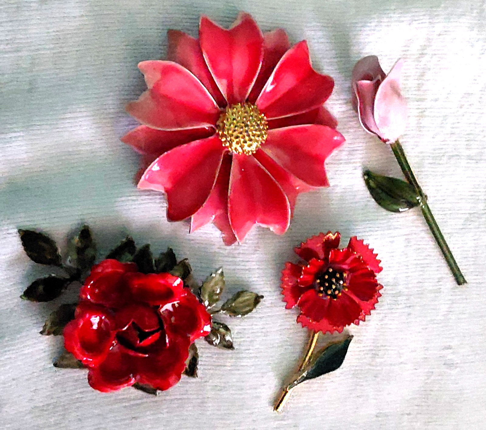 Vintage High End Flower Brooch Earring Necklace Jewelry Lot 15 pcs VGC