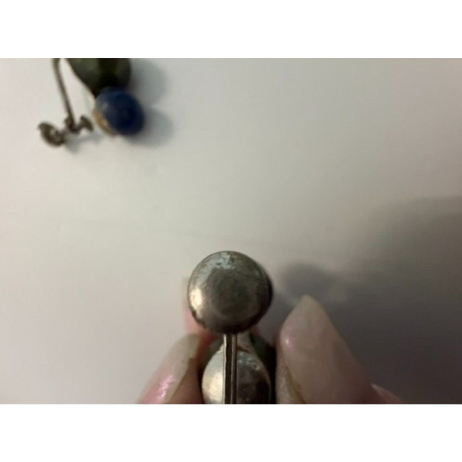 Vintage Double pearl screw back earrings blue and gray pearls