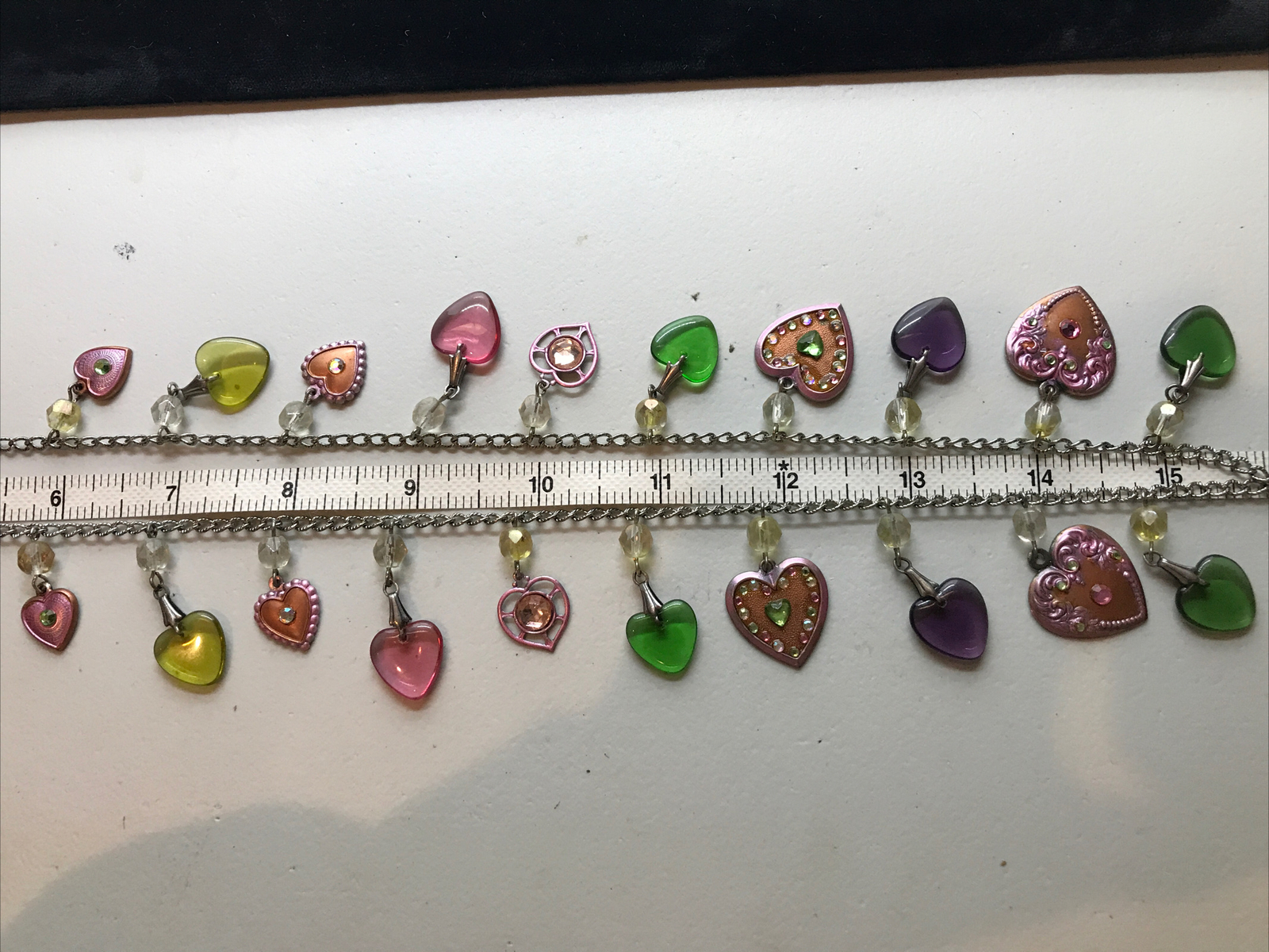 Vintage Glass Works Studio Glass & Silver Charms in Multi Colors Necklace 17