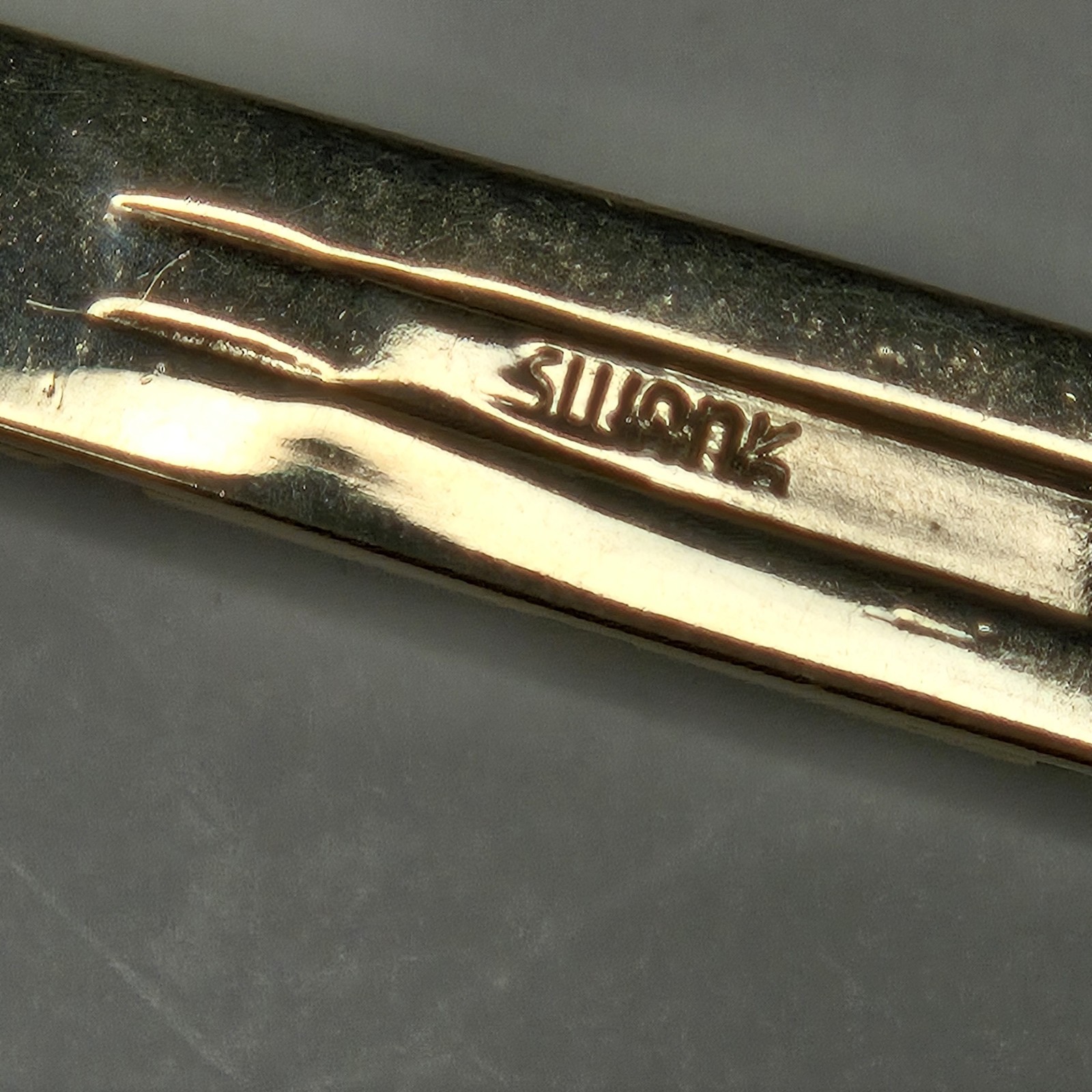 Vintage Swank Gold Tone Tie Clip Geometric Brick Watchband Link Mid Century MCM