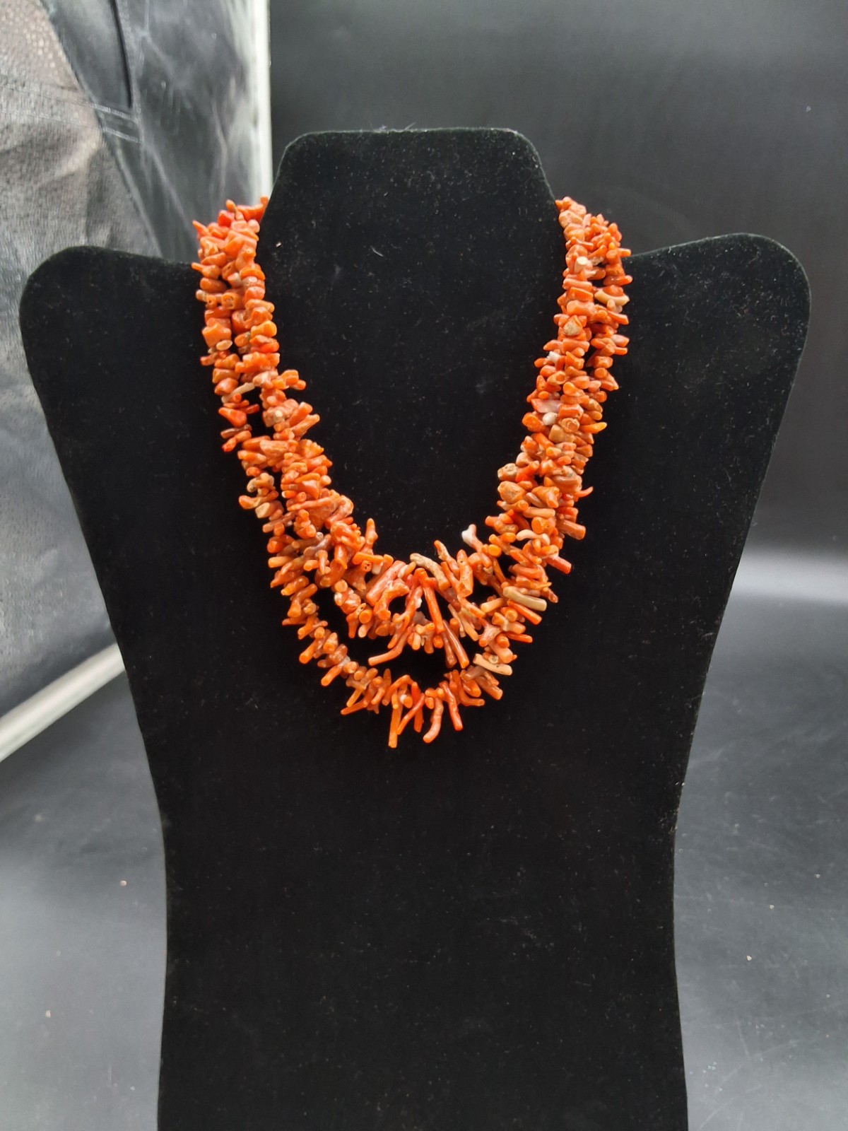 Vintage Natural Pink Coral Branch Necklace – Salmon Peach Orange Color