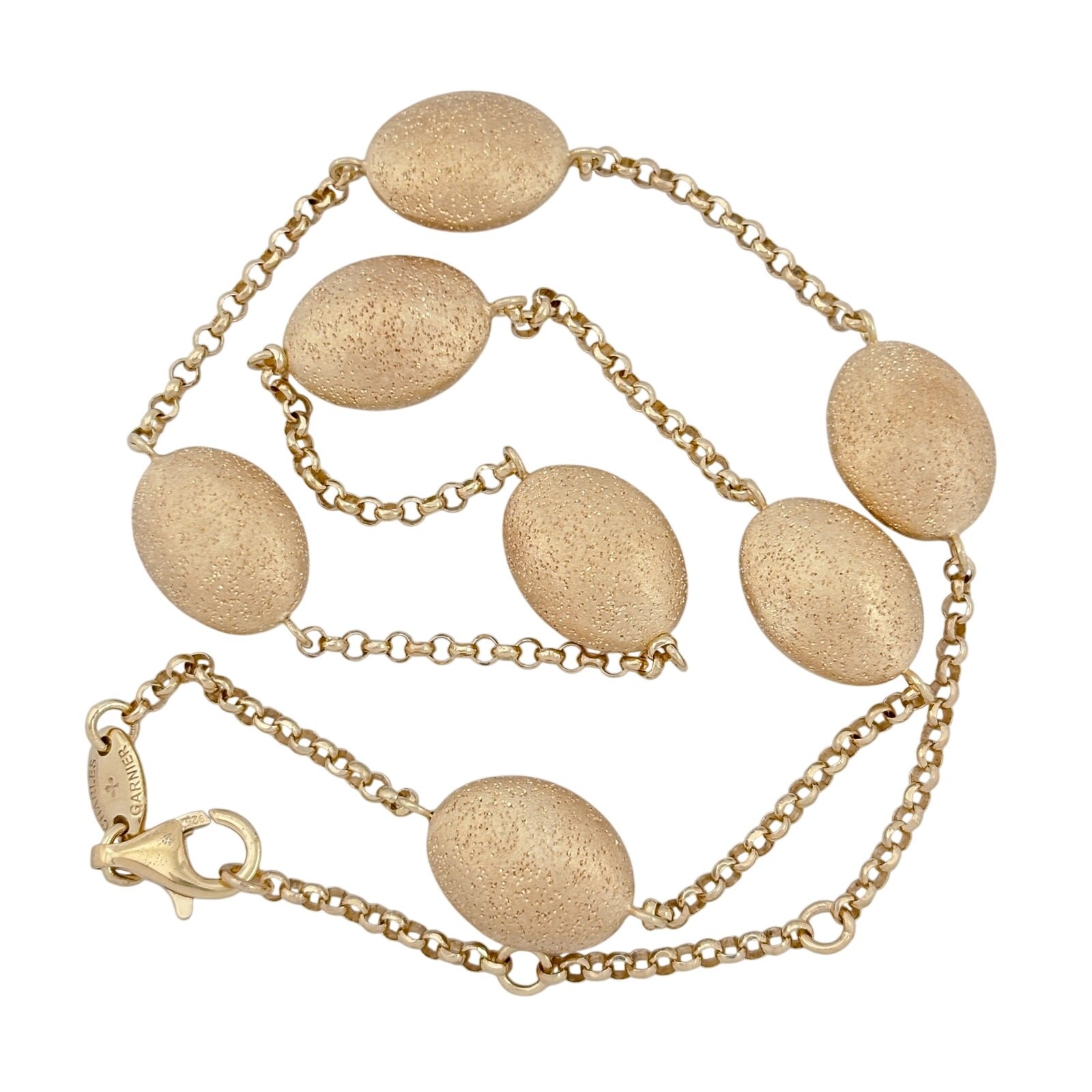 Vintage Charles Garnier Gold-Tone Oval Bead Station Necklace 16″, 17″, 18″