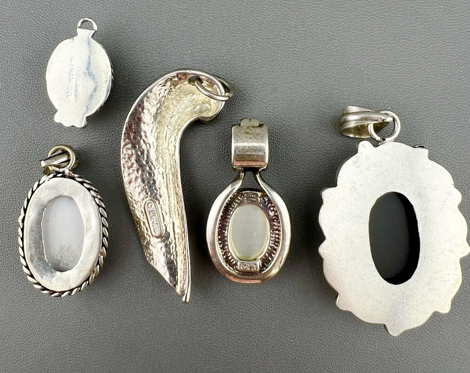 Vintage Pendant Lot Stone Glass Silver Tone Sterling Silver Some Signed