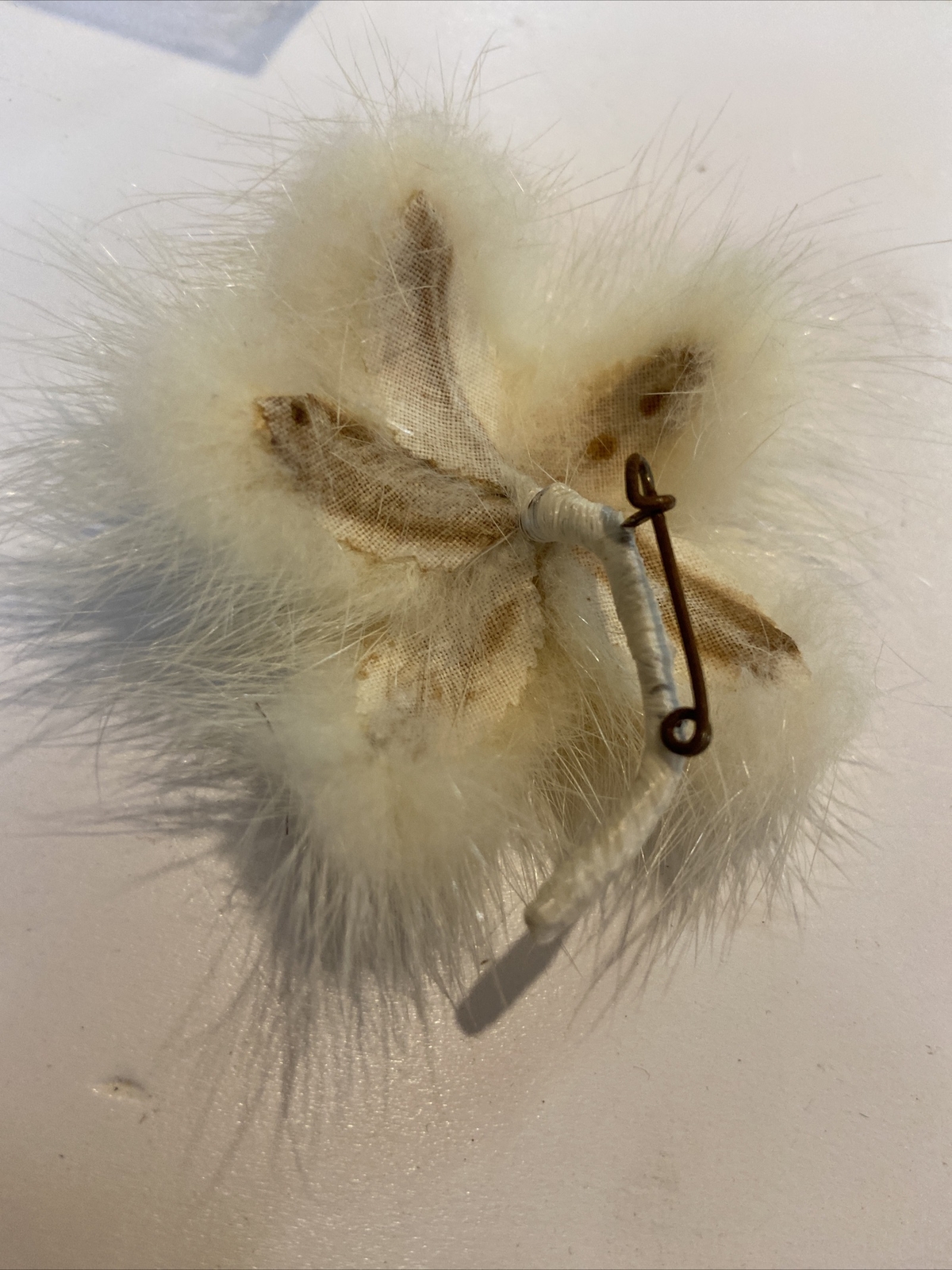 Vintage Mink Flower Brooch Echt Nerz Original Box #N