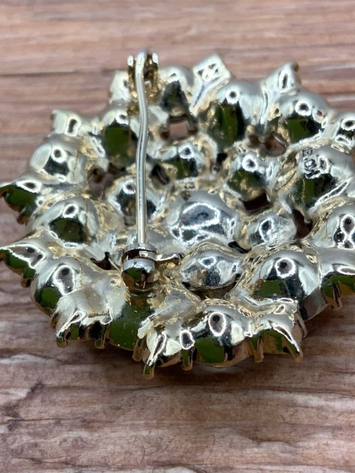 Monet Vintage Round Gold-Tone Cluster Design Aurora Crystal Brooch