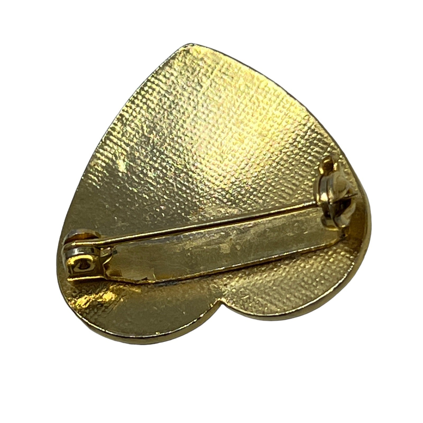 Vintage Heart Brooch Flower Butterfly Gold Tone and Black Enamel