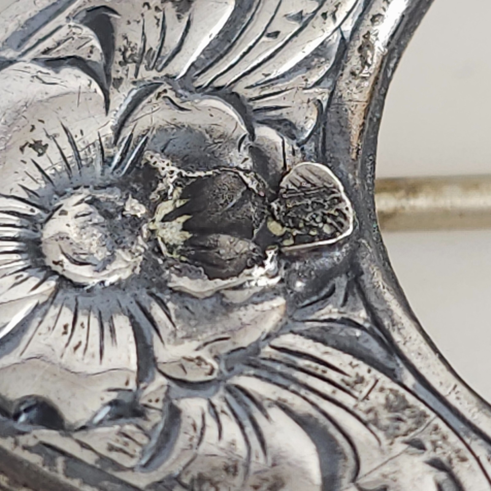 Vintage Antique Victorian Sterling Silver Top 925 Belt Buckle Brooch Pin C Clasp