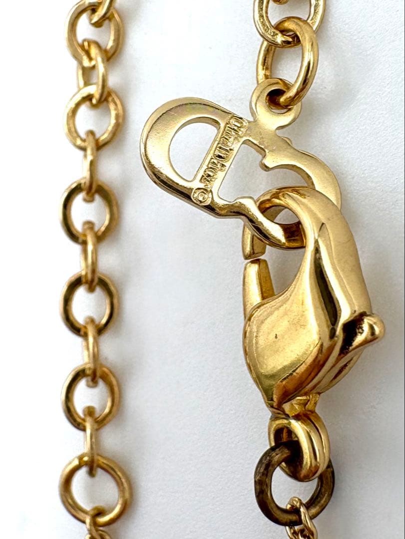 Christian Dior Circle Logo Gold Pendant Necklace 45cm Vintage