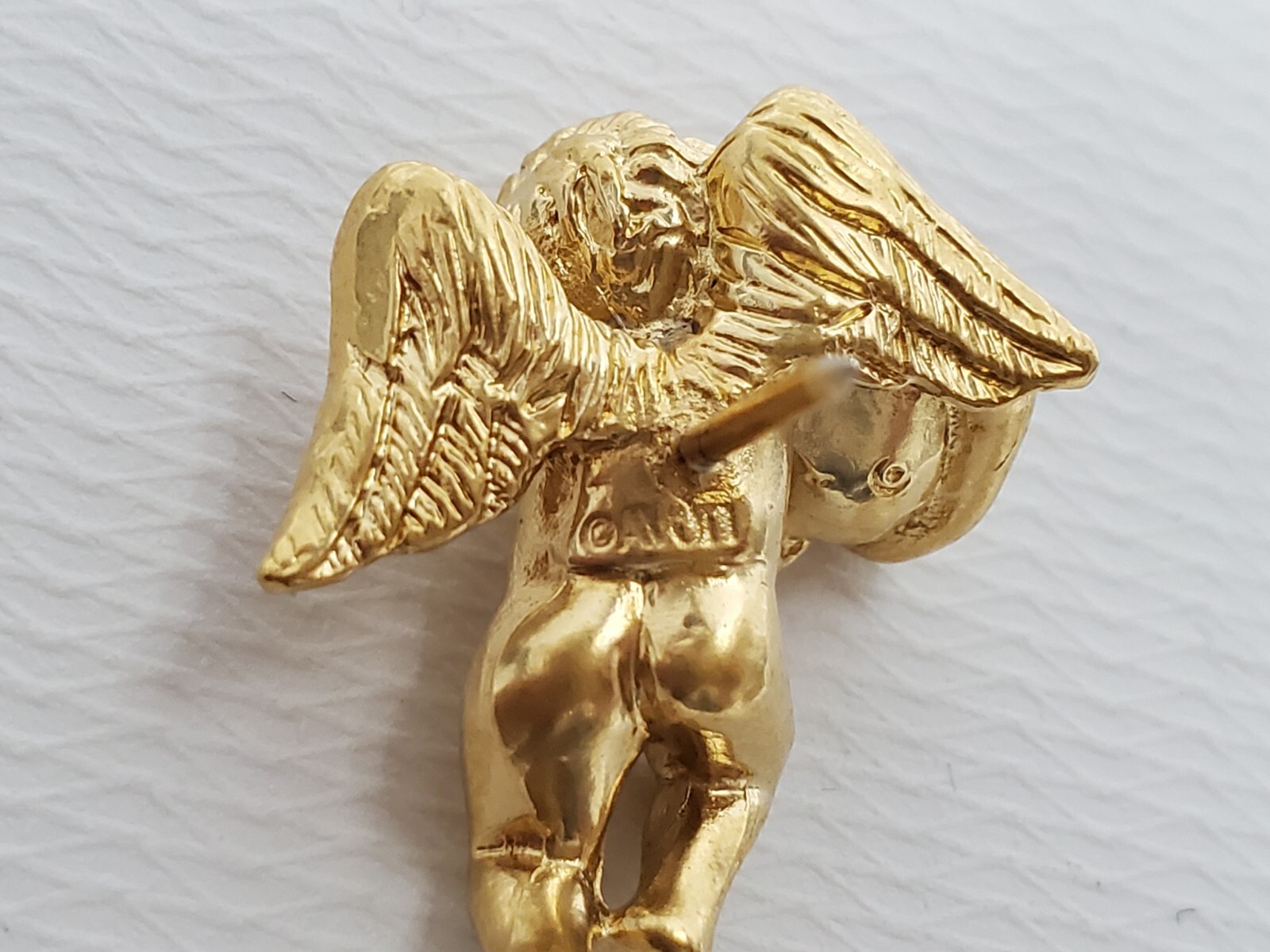 Vintage 1996 Avon Cherub Angel Lapel Pin Gold Tone Yellow November Birthstone