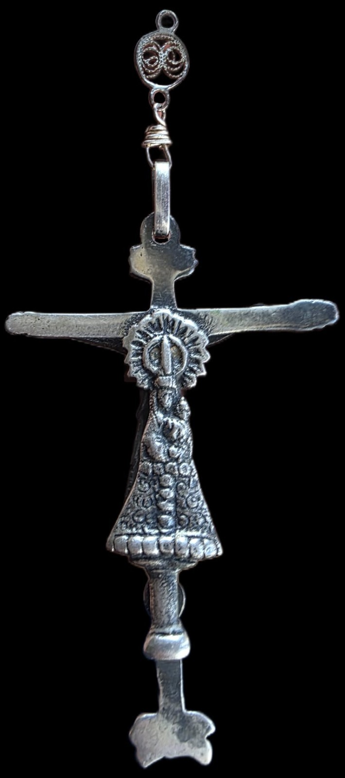 Fine Antique 18Th Century Silver Double Sided Virgin Mary Jesus Pendant C 1700