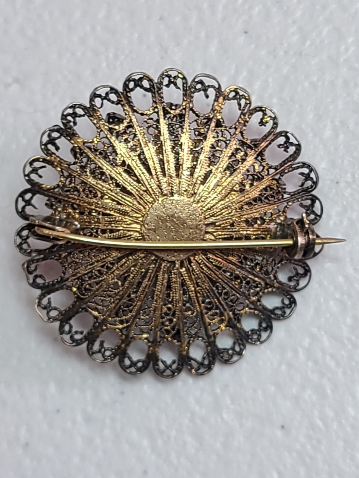 Art Deco Gold Washed Silver Cannetille Filigree Pin Vintage