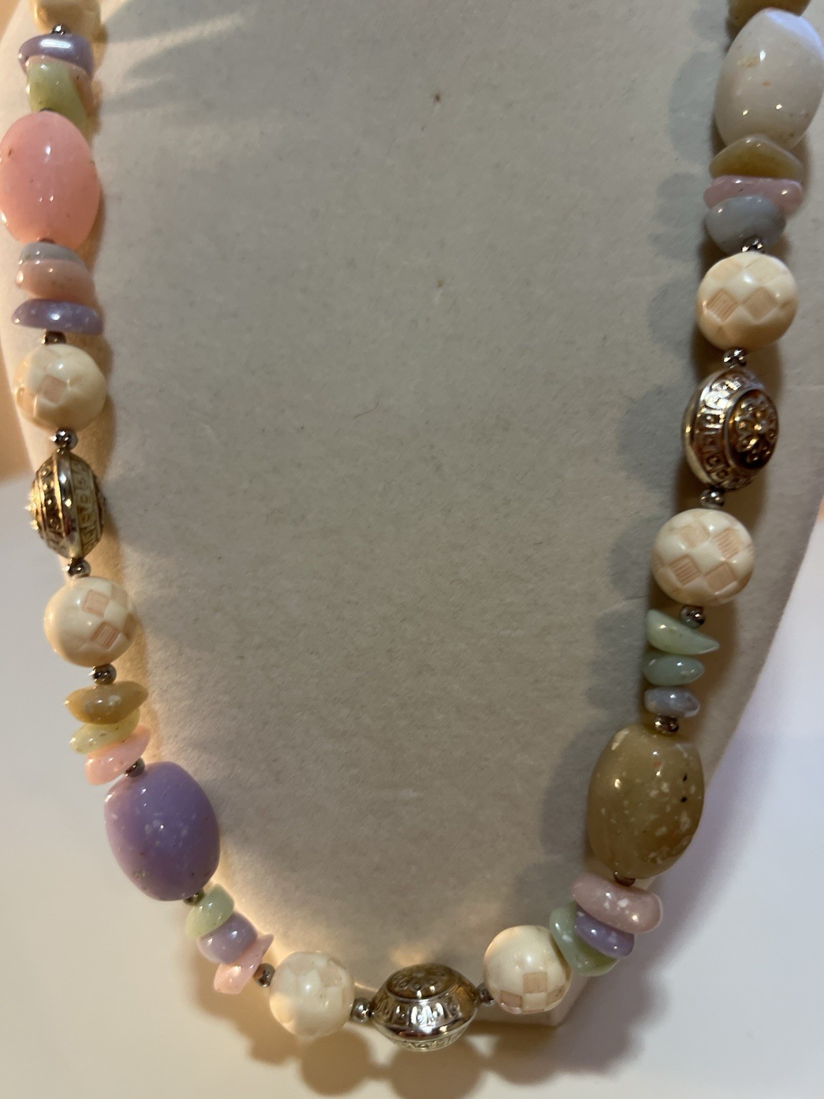 Vintage Beaded Pastel Lucite Necklace