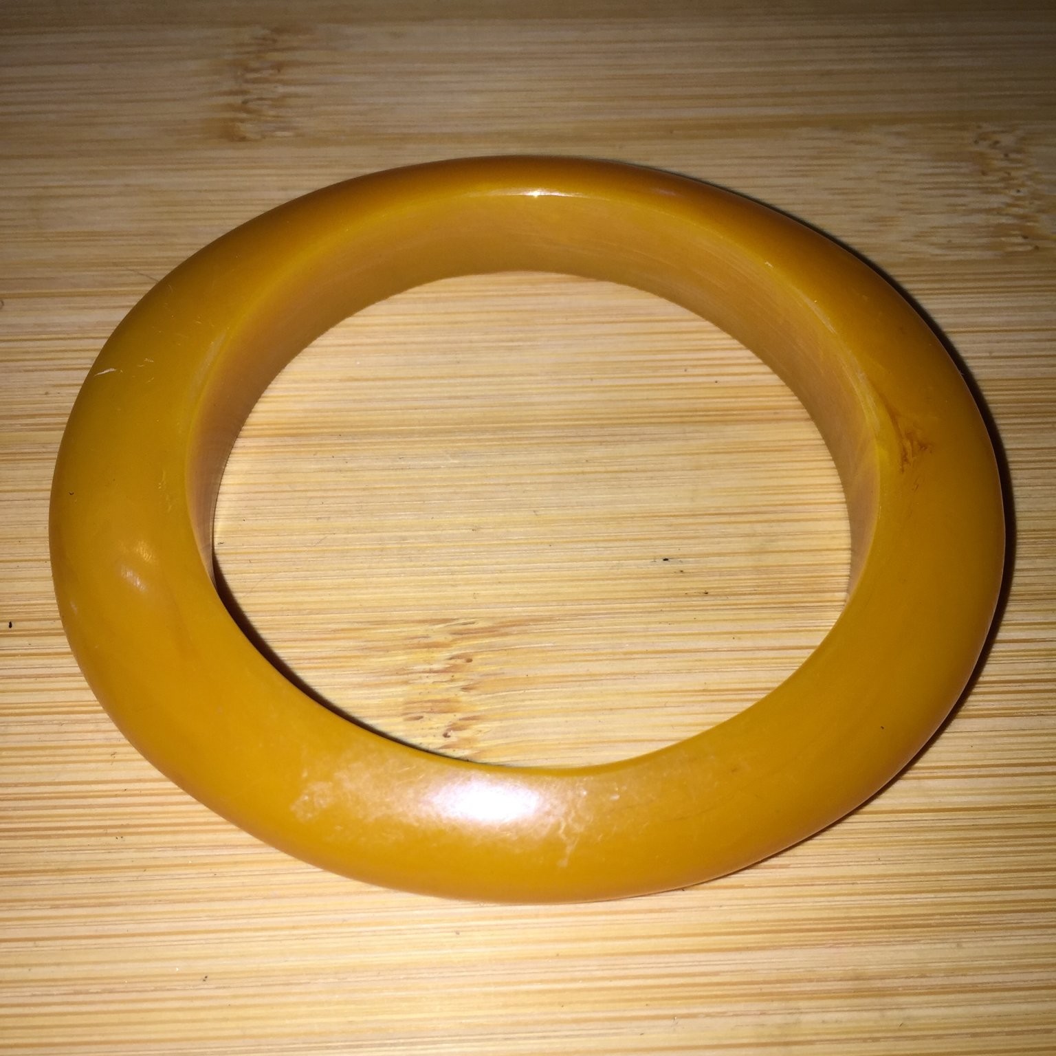 Vintage Bangle Bracelet Acrylic Solid Chunky Mustard Yellow Y2K Statement