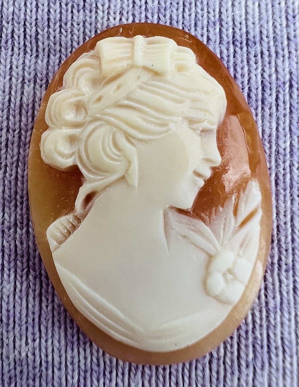 Vtg Hand Carved Shell Cameos (4) Loose Oval Lady Portrait Right Facing 2, Left 2