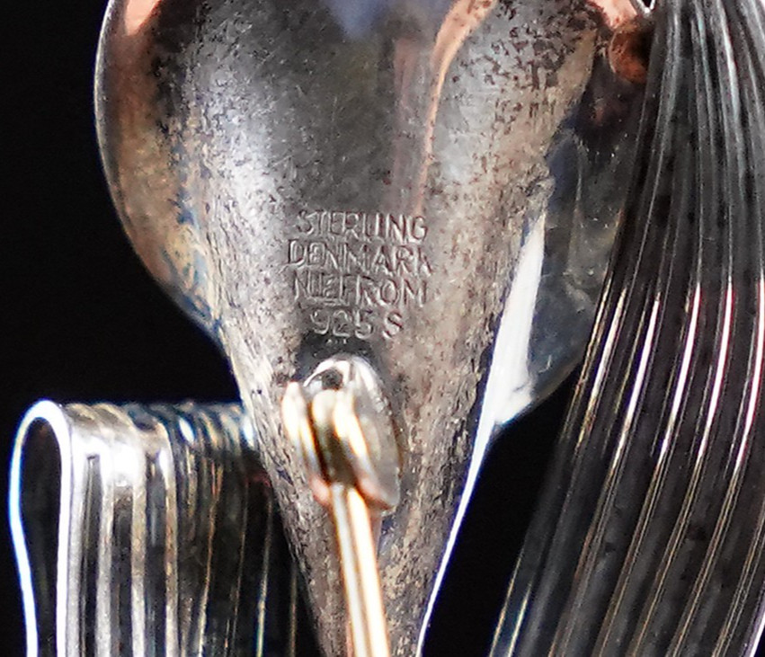N.E. From Scandinavian 925S Sterling Silver Floral Brooch Denmark Modernist Pin