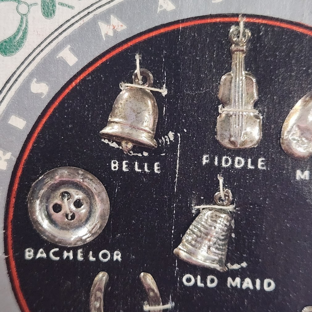 Vtg Sterling Silver Christmas Pudding Charms Set 9 England Bell Marriage Luck