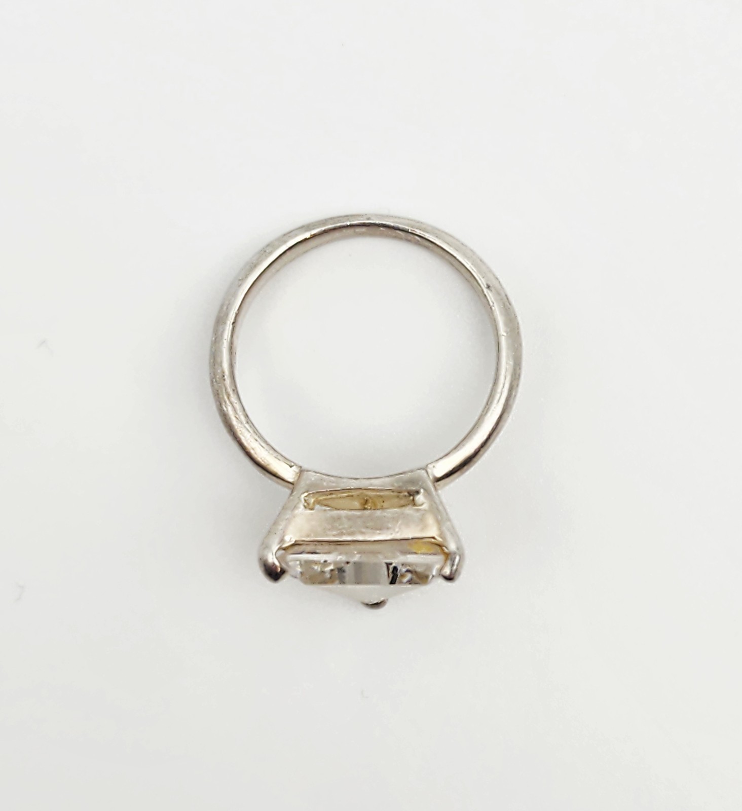 Vintage Sterling Silver CZ Trillion Cut Solitare Ring Size 6