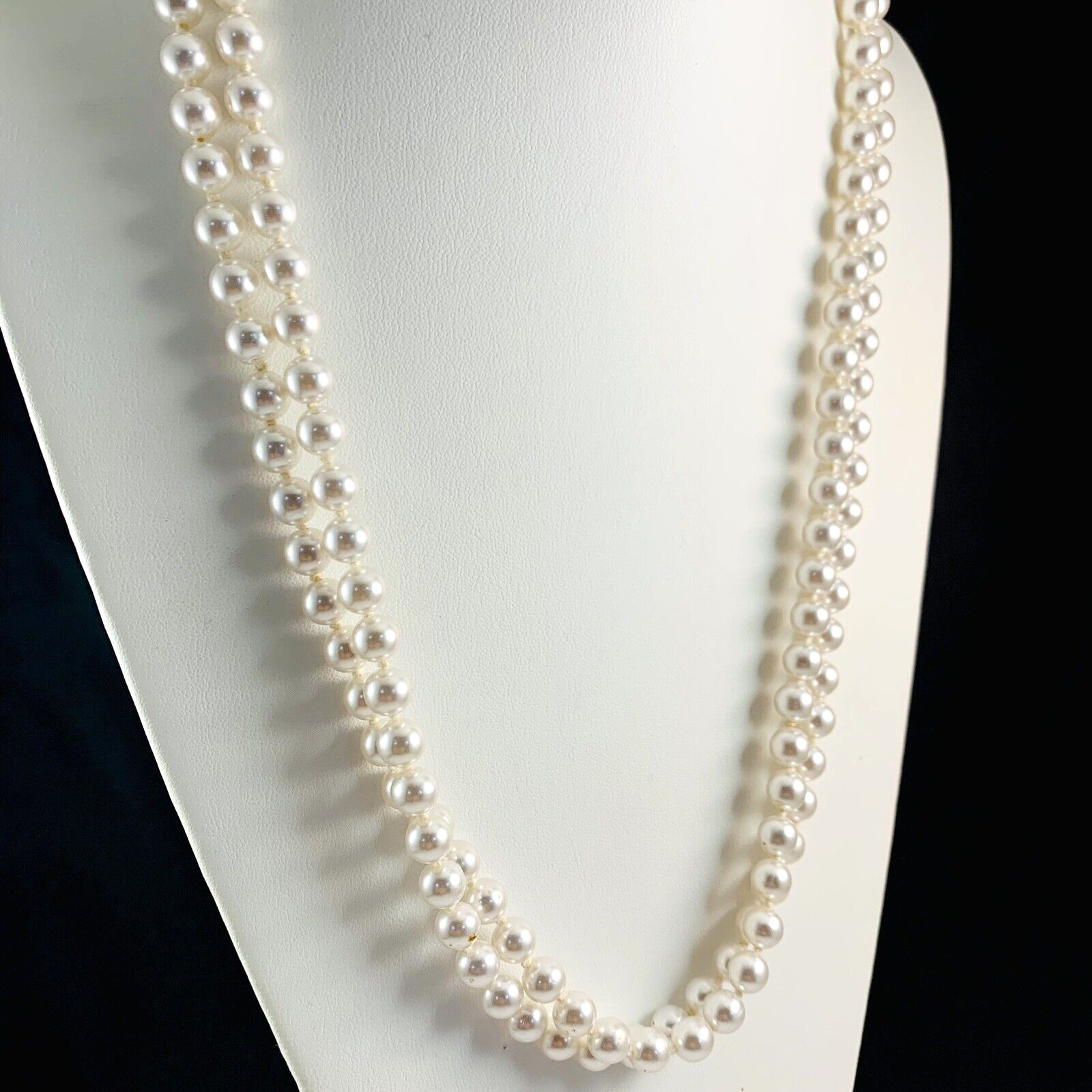 Vintage Elegant Classic Faux Pearl Very Light Grey Hue Long 53″ Necklace