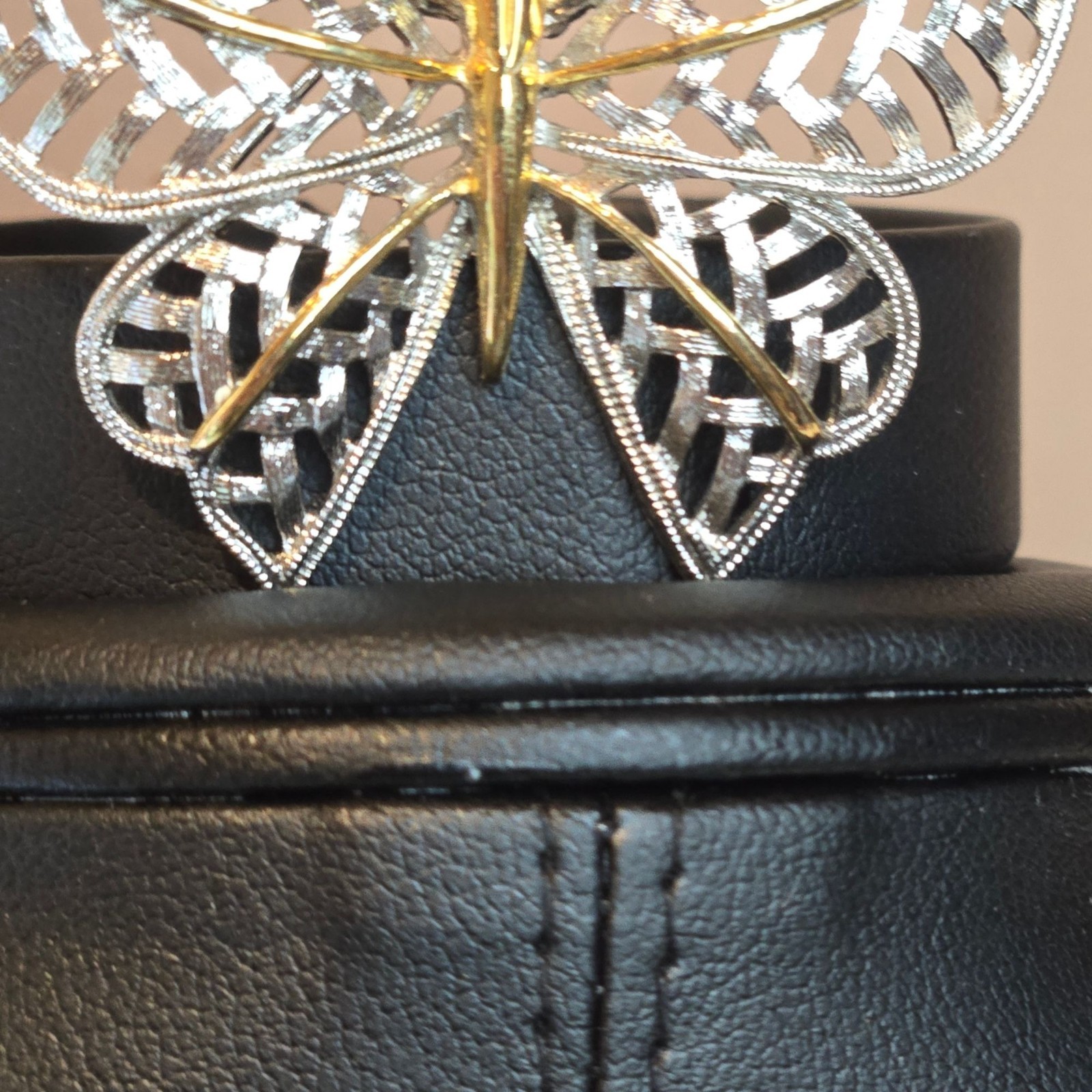 Vintage Avon Butterfly Brooch Silver Gold Tone Filigree Blue crystal Rhinestones