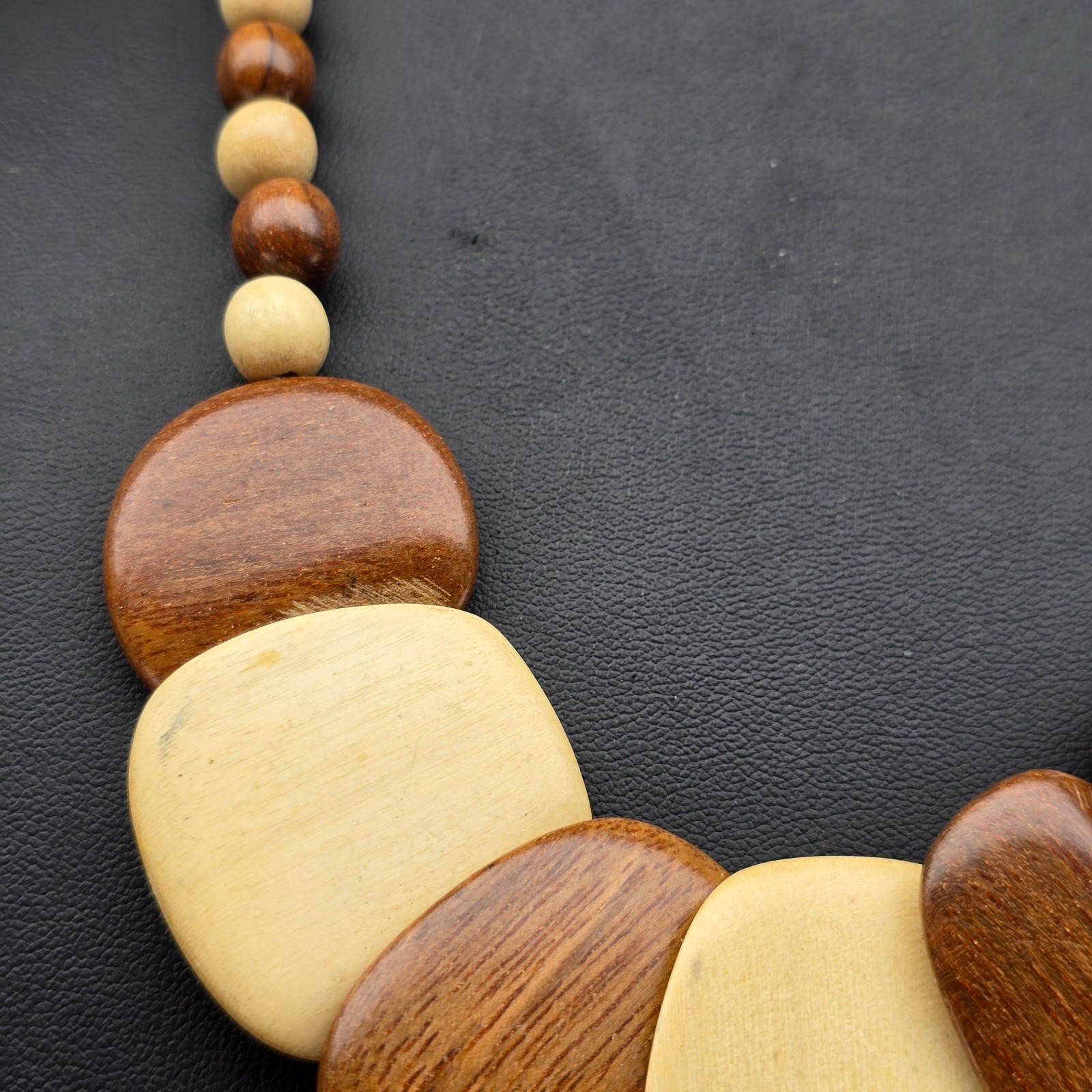 Vintage Beaded Necklace Lot Statement Wood Acrylic Glass Earthy Boho 5 Pieces