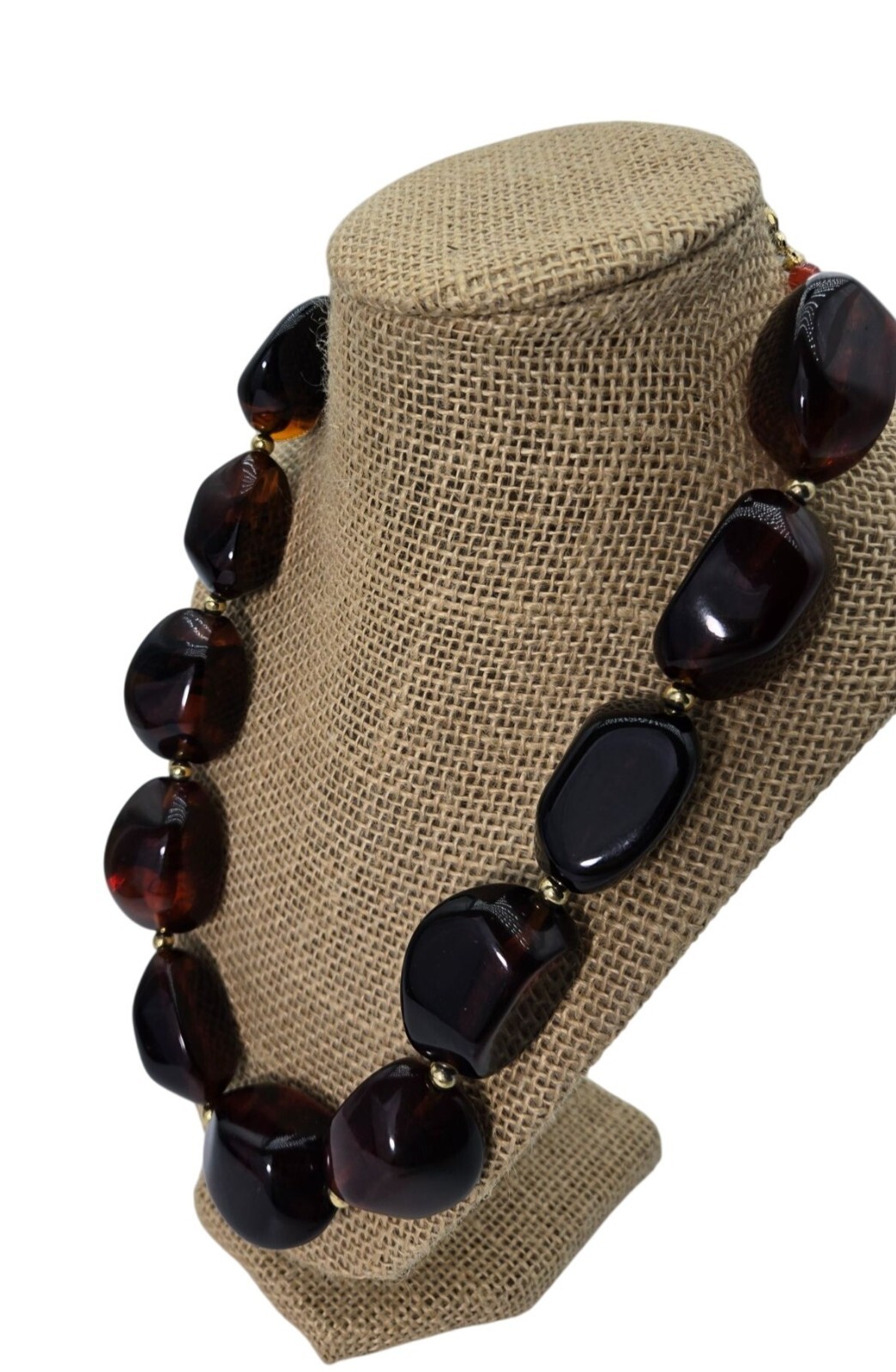 VTG Robert Rose Signed Chunky Faux Amber Bead Necklace Old Money