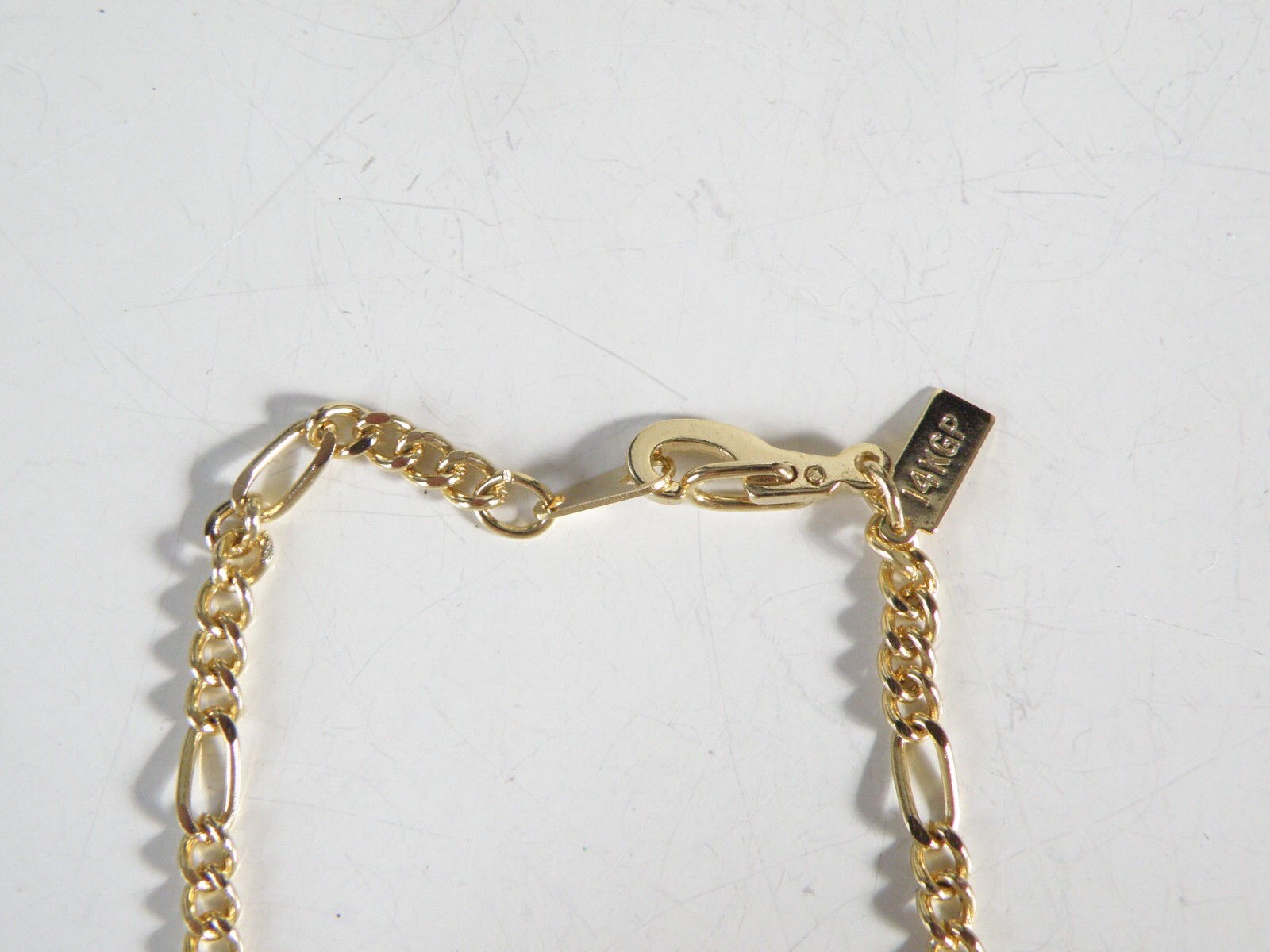 QVC 14KGP Gold Plate Signed Figaro Chain Link Necklace 18″