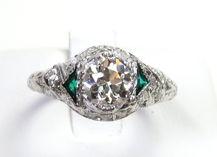 Antique Art Deco 1920’s Diamond Engagement Ring Plat Pall Ring Size 5.5 UK-K1/2