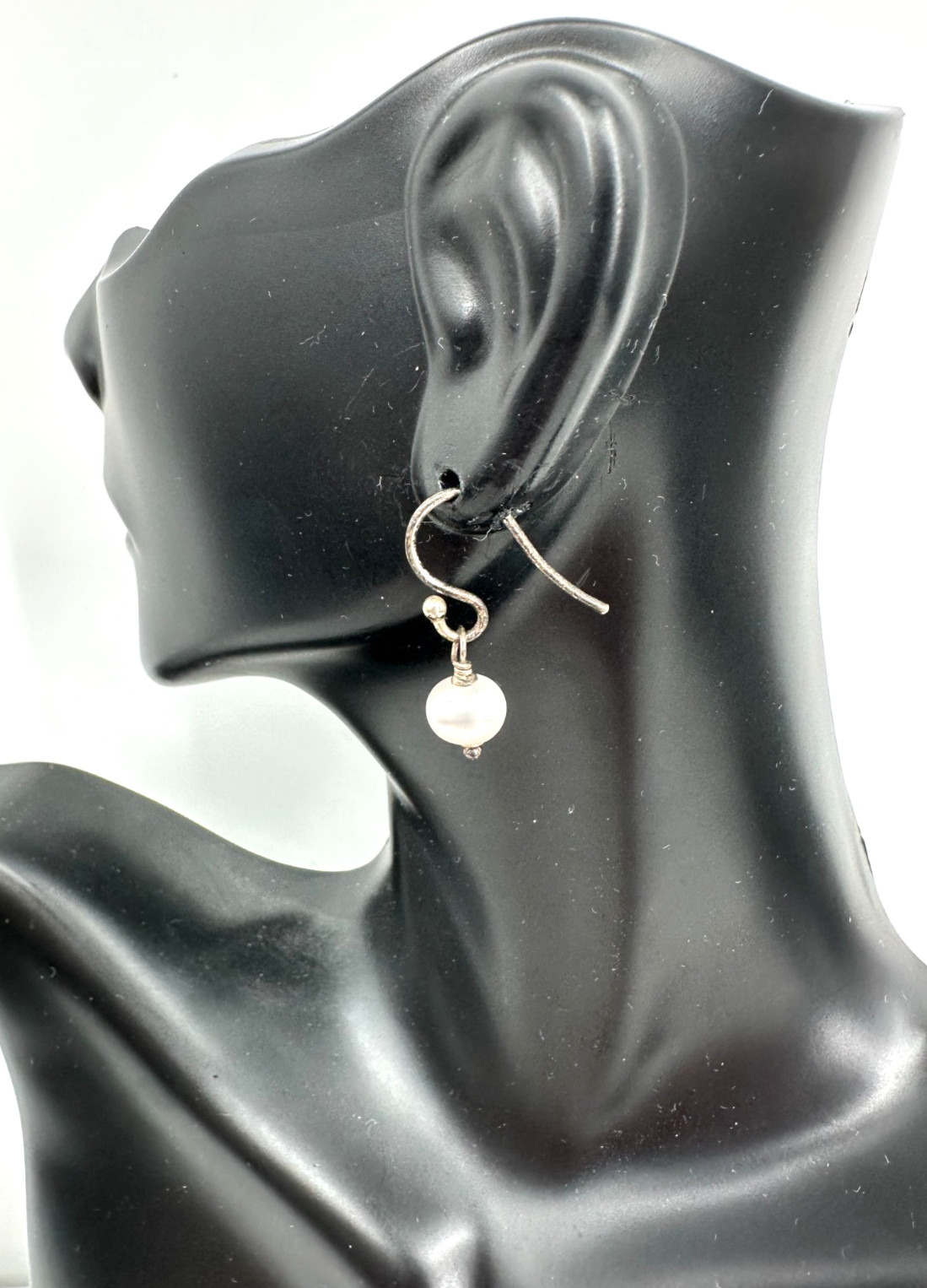 Vintage Faux Pearl Drop Earrings Silver Tone Minimalist Dangle Classic Small