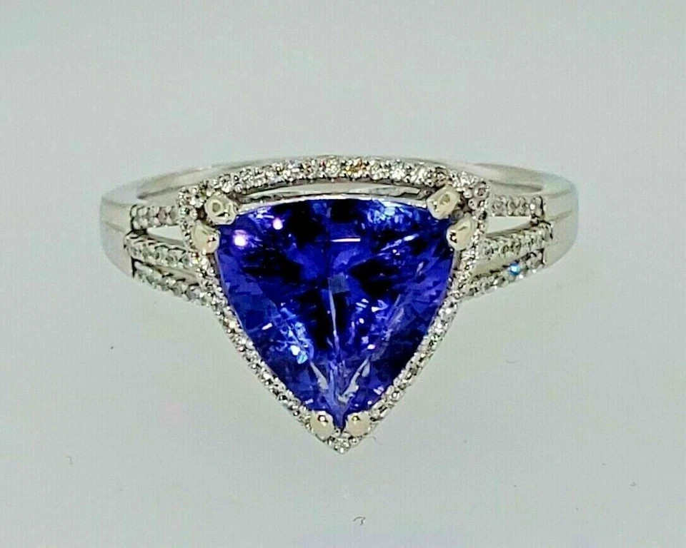 3Ct Art Deco Style Lab Created Diamond & Sapphire Wedding 14K White Gold FN Ring