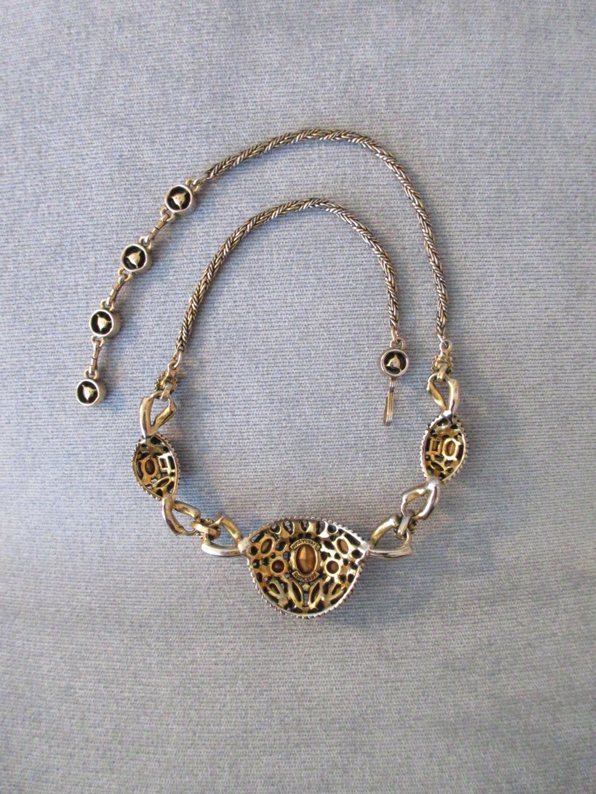 vintage signed 1955 HOLLYCRAFT NECKLACE multi color pastel rhinestones