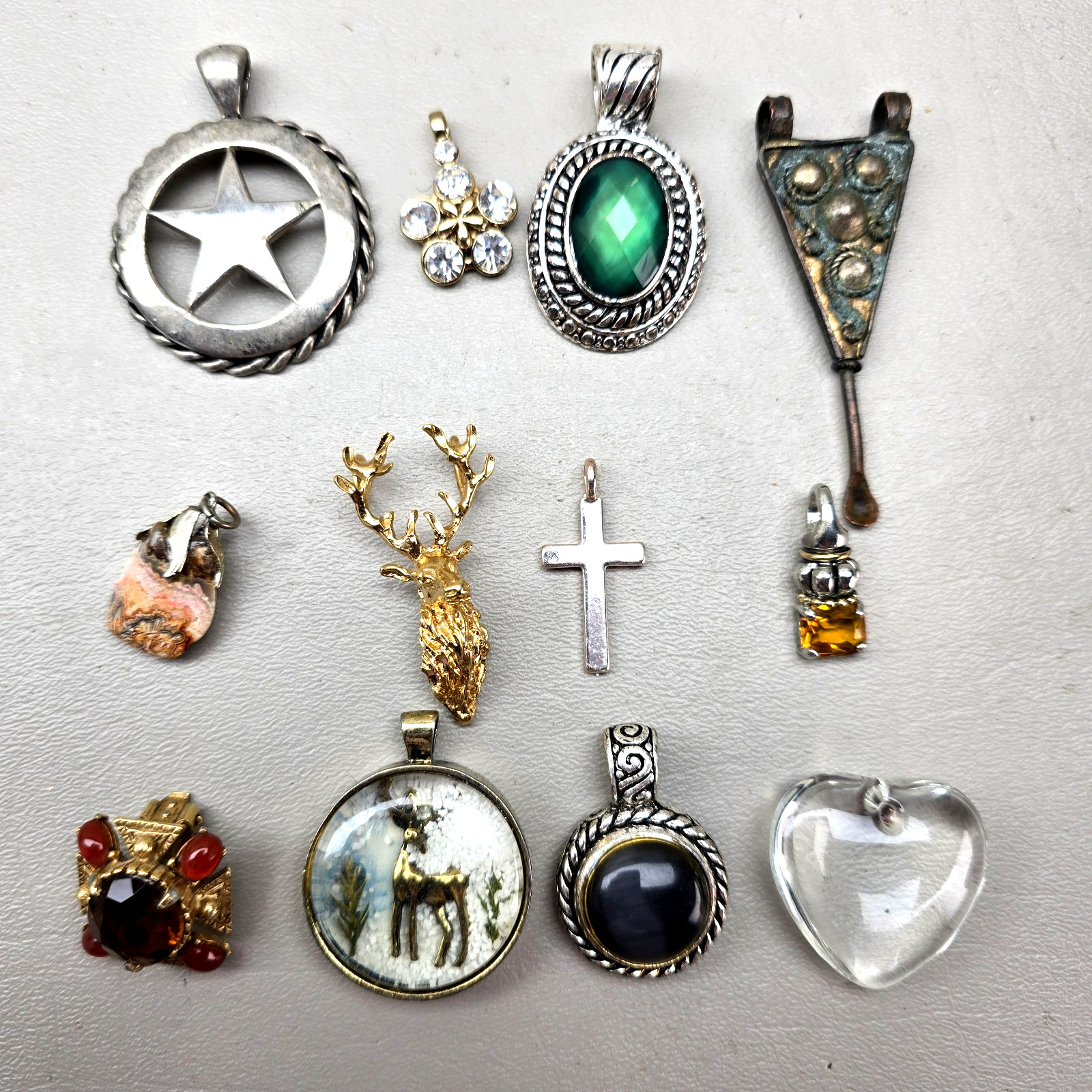 Vintage Pendant Lot 12 Pieces Mixed Styles Modern Rustic Glass Crystal Florenza