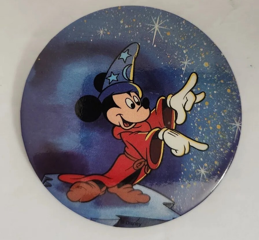 Lot Of 4 Vintage Disney Button Pins Oliver & Company Micky Mouse Fantasia WDW