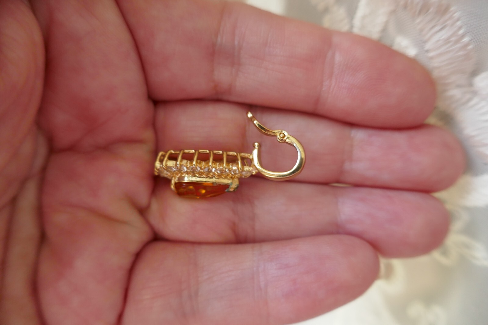 VTG Lot GP Set Citrine & Clear CZ Bracelet Pendant Necklace Enhancer Brooch Ring