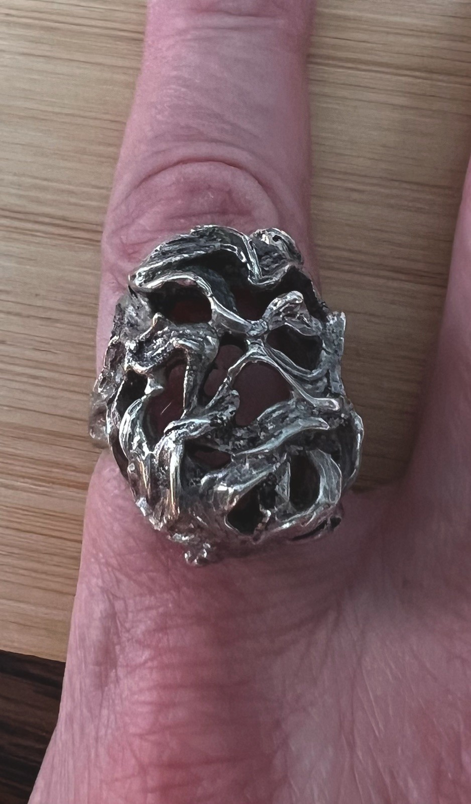 Vintage Brutalist Modernist Sculpted Organic Sterling Silver 925 Ring 6.25