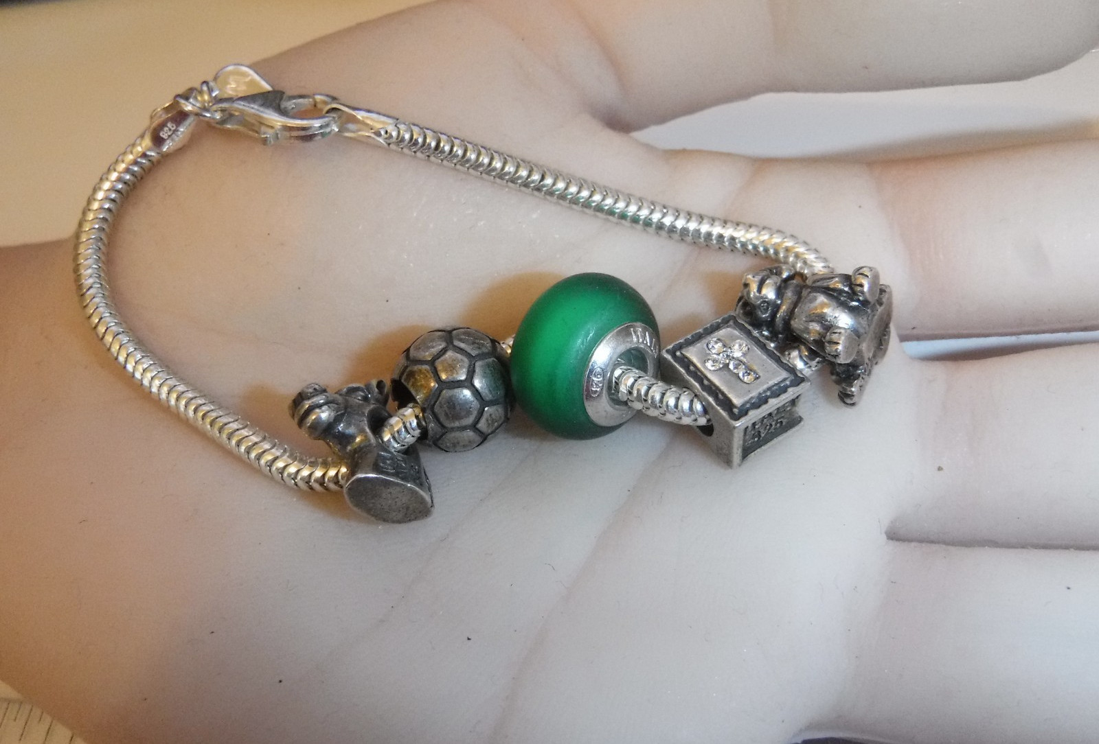 Michael Anthony MA Sterling Slide Charm Bracelet 5 Italy 925 MA Charms 7.5″