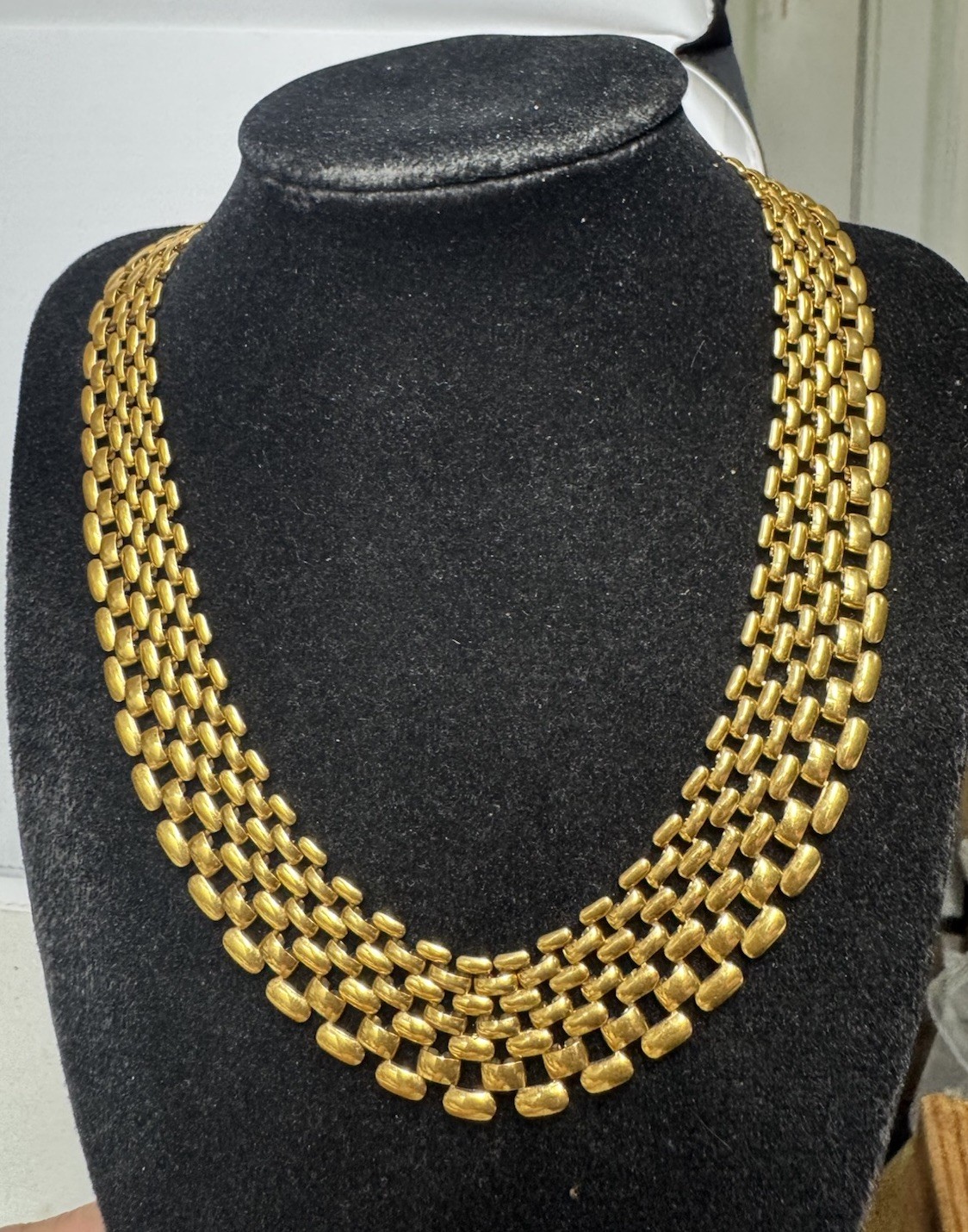 Vintage Napier Thick 80s Gold Tone Panther Link Chain 16” Necklace Choker Collar
