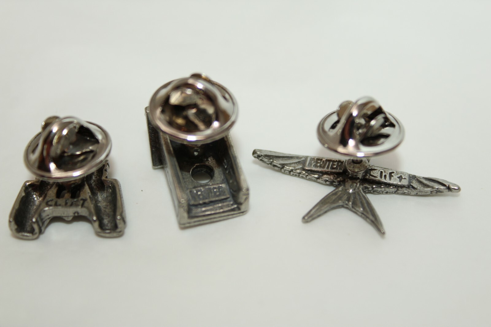 JIM CLIFT Pewter 3 Piece Birdwatching Lapel Pin Set Bird Birdhouse Binoculars