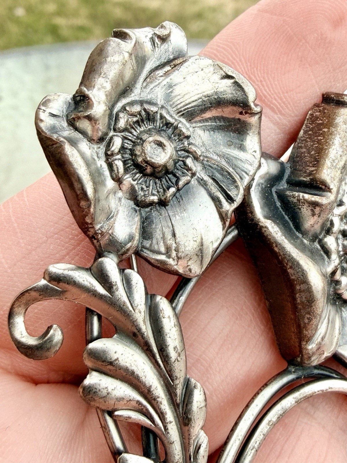 Vintage William B Kerr Silver Poppy Lily Lotus Flower Pin Brooch
