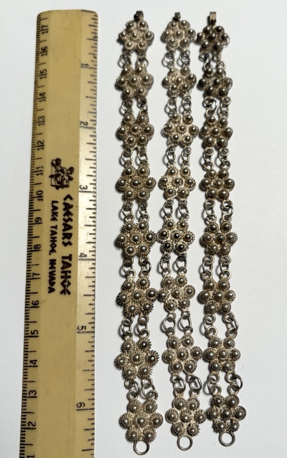 3 Antique Vintage Chinese Silver Cannetille Filigree Bracelets 6.5″ Necklace 41g