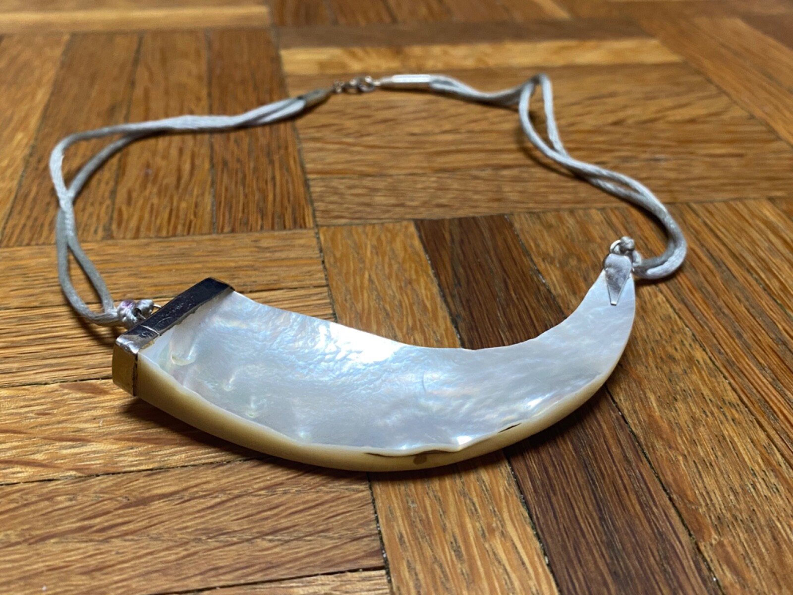 Vintage Mother of Pearl Collar Choker Handcarved