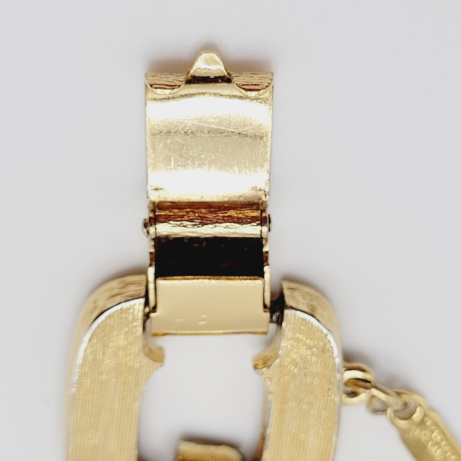 Monet Chunky Square Link Gold Tone Brush Finish Vintage Bracelet No Safety Chain