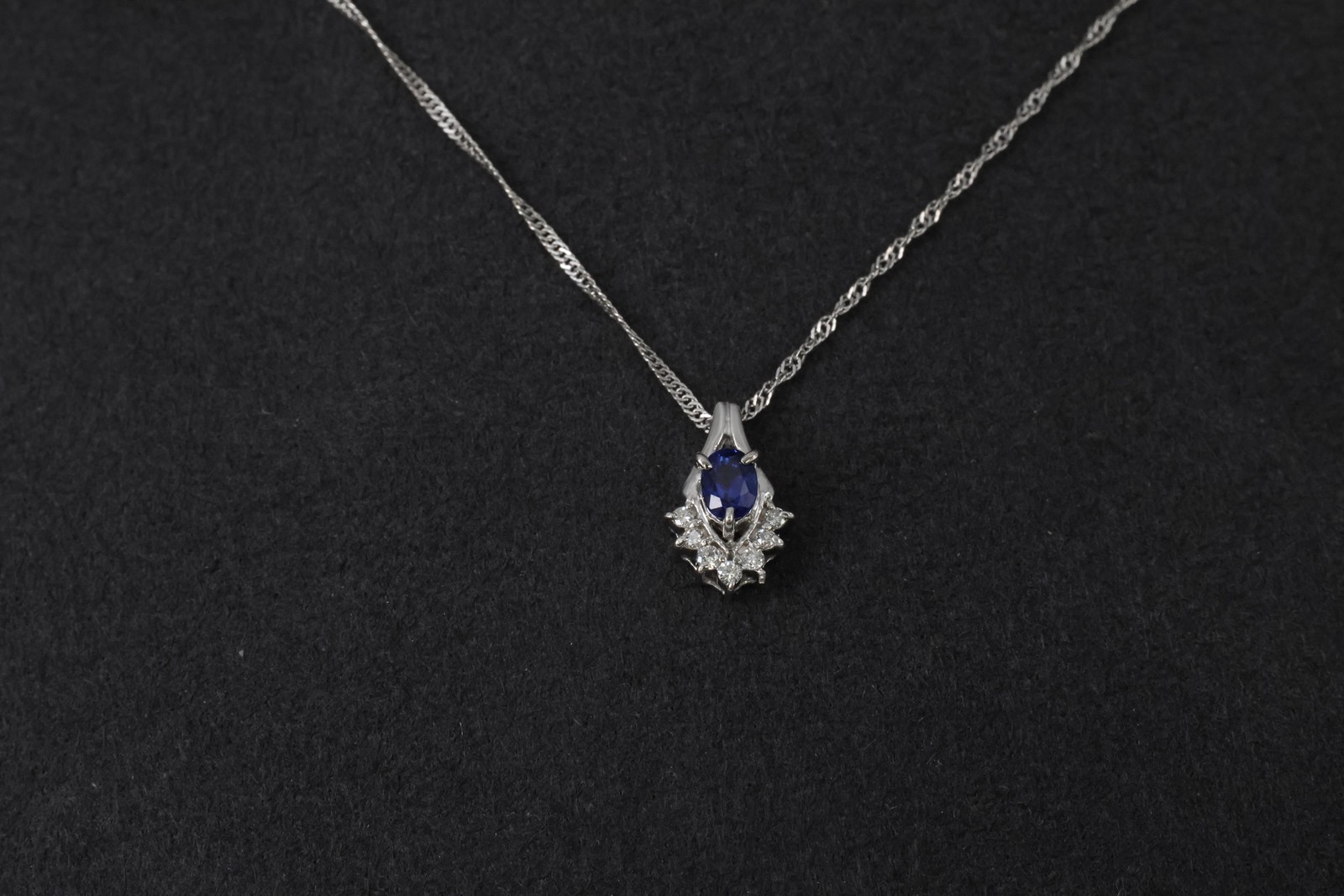 0.35ct Royal Blue Sapphire & 0.07ct Diamond 16 Inch Platinum Necklace, 2.87g