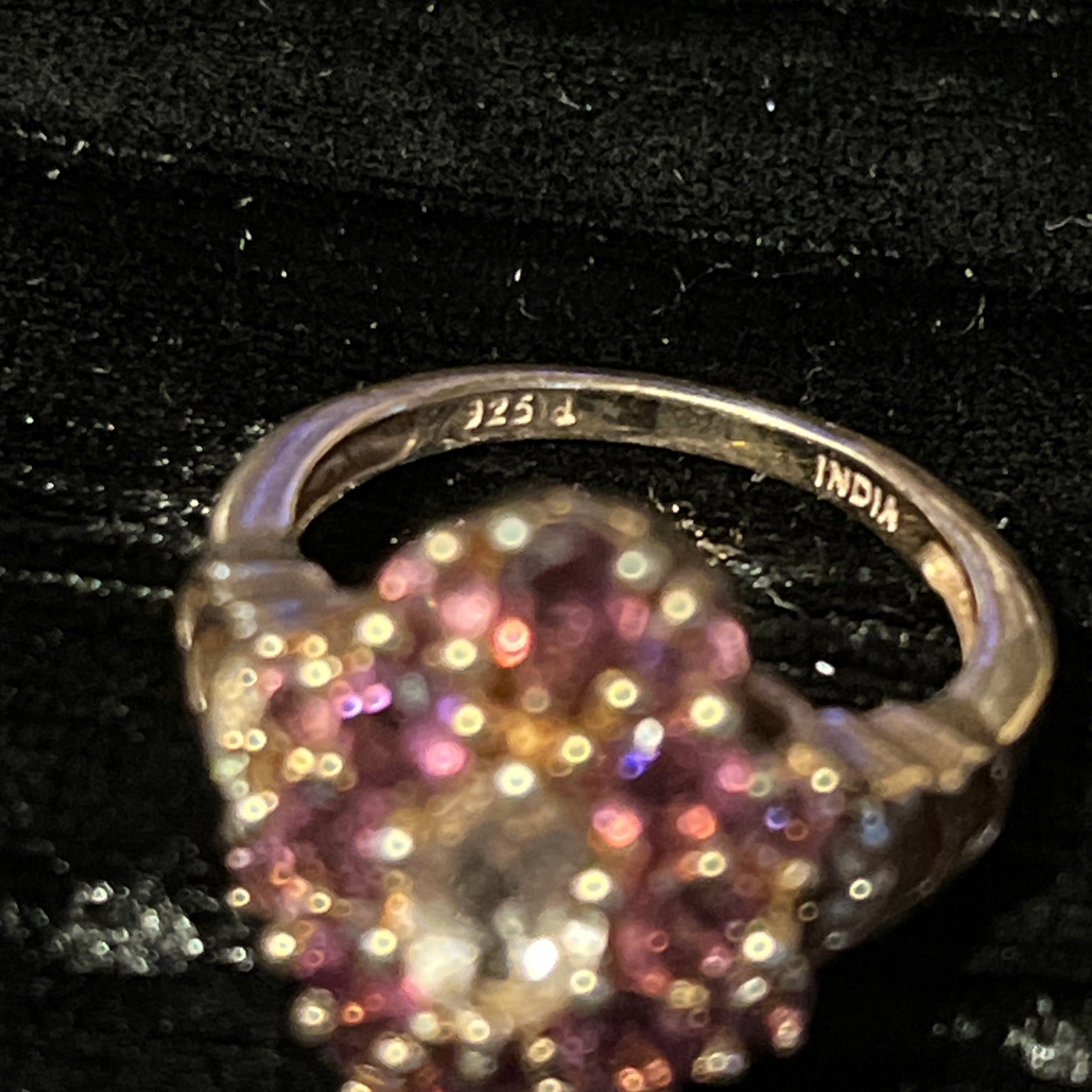 Rose Gold Vermeil .925 Sterling Silver Purple Pink CZ Oval Cluster Ring Size 5