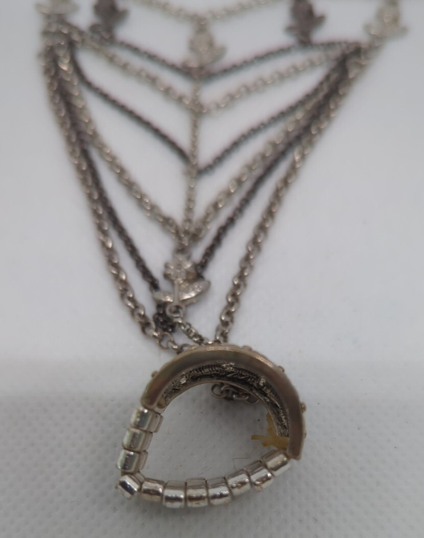 Vintage Hand Chain Ring Bracelet Silver Tone