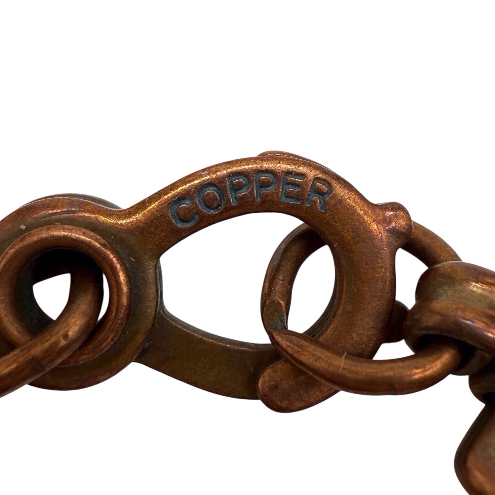 Southwestern Design Copper Link Panel Bracelet Patina Sister Clasp BOHO Tribal 1