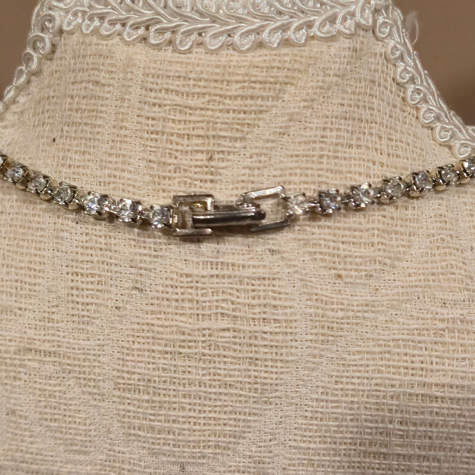 Vintage Lind Rhinestone Bib Necklace Silver Plated Bridal jewelry Glam Jewelry