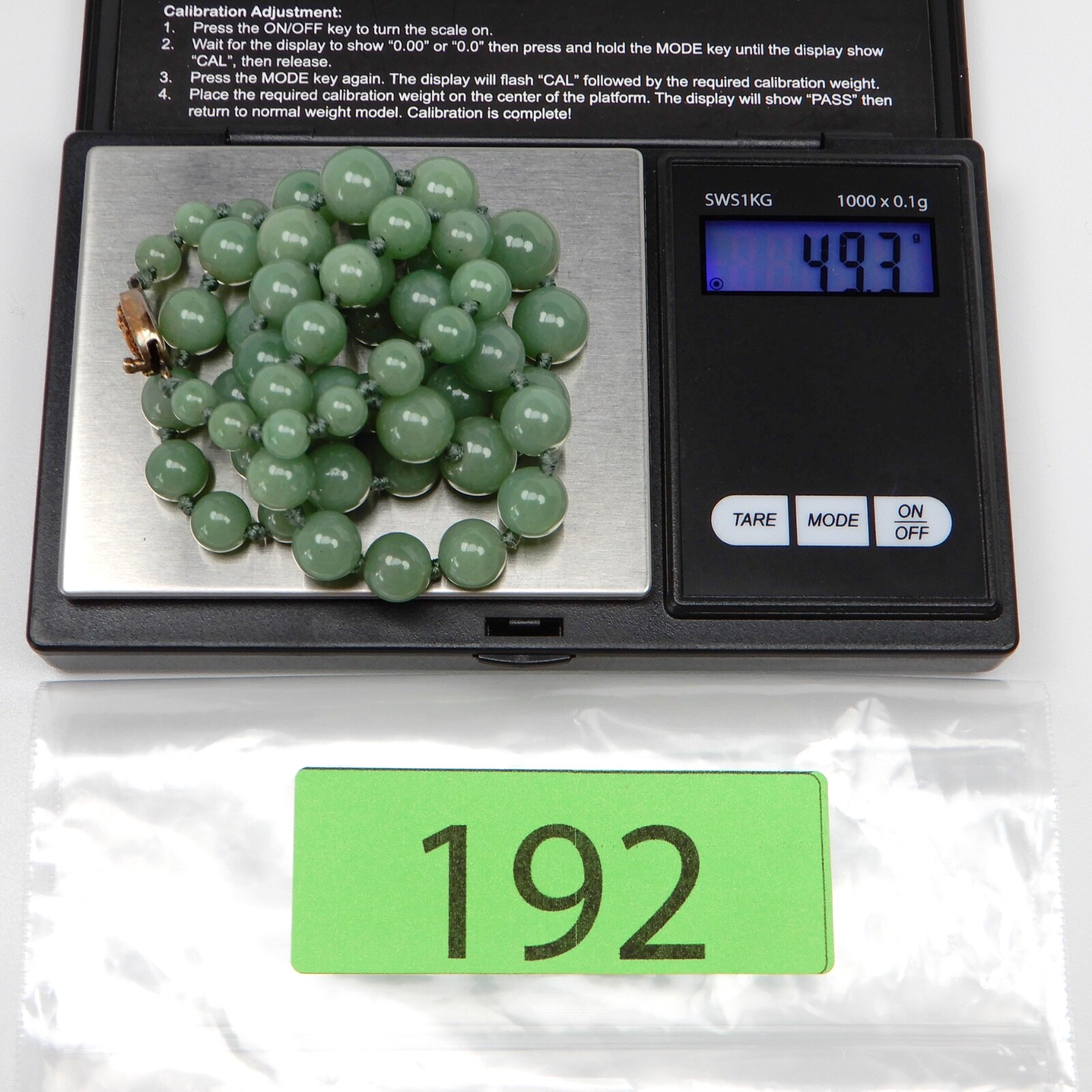 Vintage Green Jade Knotted Graduated Bead Necklace 23” 925 Silver Filigree Clasp